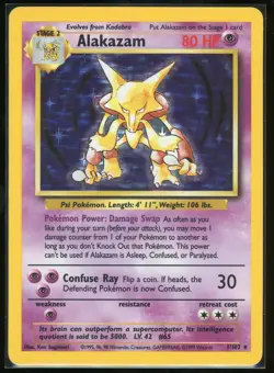 Pokemon TCG WOTC Alakazam Holo Rare Base Set Unlimited 1/102 LP - Image 1