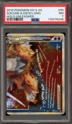 Pokemon Suicune & Entei Legend Bottom Unleashed Holo Ultra Rare #95 PSA 7 - Image 1