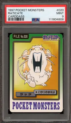Pokemon Bandai Carddass Raticate Japanese #020 PSA 9 Mint - Image 1
