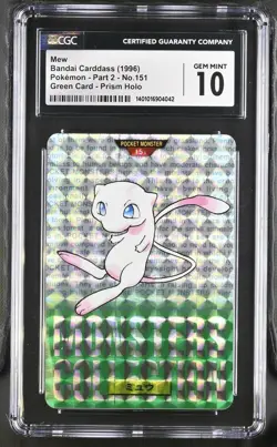 1996 Pokemon Mew Bandai Carddass Monsters Collection Part 2 Green Prism Holo CGC - Image 1