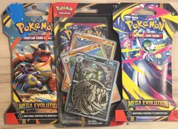 Pokemon Mega Evolution Booster Pack LOT (3) Sleeved Boosters & Checklane Blister - Image 1