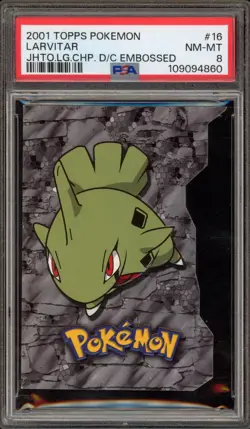 Pokemon Topps Larvitar Johto League Champions Die Cut Embossed #16 PSA 8 - Image 1