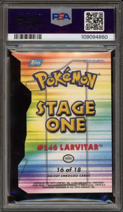 Pokemon Topps Larvitar Johto League Champions Die Cut Embossed #16 PSA 8 - Image 2
