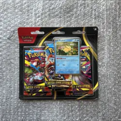 Pokemon TCG Mega Evolution 3 Pack Blister With Promo Cosmos Holo Psyduck Sealed - Image 1