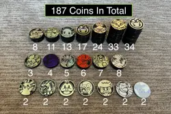 Pokemon Coin Lot of 187 Coins - Large/Jumbo - Different Rarities - Image 1