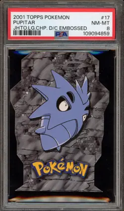 Pokemon Topps Pupitar Johto League Champions Die Cut Embossed #17 PSA 8 - Image 1