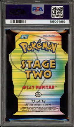 Pokemon Topps Pupitar Johto League Champions Die Cut Embossed #17 PSA 8 - Image 2