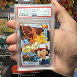 PSA 10 1998 Ash & Others Prism Carddass Vending Pokemon Bandai #45 - Image 3