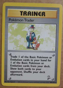 Pokemon Trader 106/130 Rare Non-Holo Base 2 Set Pokemon Trainer Card LP - Image 1