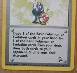 Pokemon Trader 106/130 Rare Non-Holo Base 2 Set Pokemon Trainer Card LP - Image 3