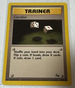 Pokemon TCG Gambler 60/62 Common Fossil Set Unlimited WOTC Trading Card NM - Image 1