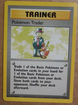 Pokemon Trader 77/102 Rare Non-Holo Base Set Pokemon Trainer Card NM - Image 1