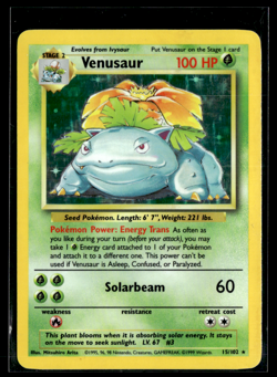 Pokemon TCG Venusaur Base Set Holo Rare Card 15/102 Unlimited LP-MP/CF - Image 1