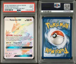PSA 9 MINT Pokemon Rayquaza GX Celestial Storm Secret Rare #177 2018 - Image 3
