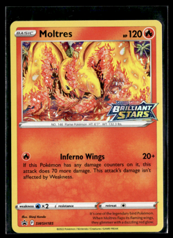 Pokemon TCG Moltres SWSH185 Black Star Promo Brilliant Stars Pre Release NM/CF - Image 1