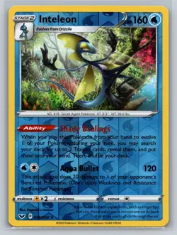 Inteleon Reverse Holo Rare - 058/202 - Sword & Shield Base Pokemon 2020 - Image 1