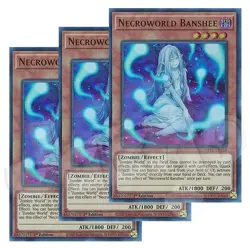 Yugioh - Necroworld Banshee x 3 - 1st Edition Ultra Rare NM - Free Holo Card - Image 1