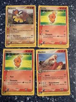 Pokemon E-Reader Four Card Lot! Blaziken, Torchic And Hariyama - Image 1