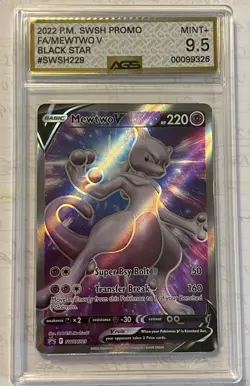 Pokemon Mewtwo V SWSH229 Full Art Black Star Promos Ags 9.5 Tcg Graded Card - Image 1