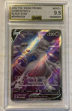 Pokemon Mewtwo V SWSH229 Full Art Black Star Promos Ags 9.5 Tcg Graded Card - Image 2