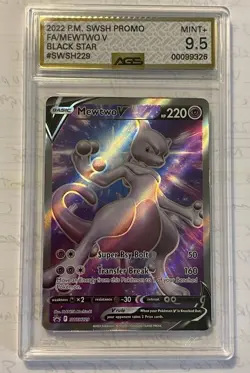 Pokemon Mewtwo V SWSH229 Full Art Black Star Promos Ags 9.5 Tcg Graded Card - Image 3