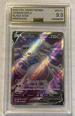 Pokemon Mewtwo V SWSH229 Full Art Black Star Promos Ags 9.5 Tcg Graded Card - Image 4