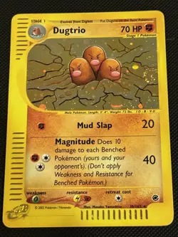 Dugtrio 10/165 Holo Expedition Pokemon 2002, LP. CLEAN CARD WITH SWIRL - Image 1