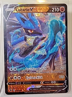 Lucario V Gold Coloured Foil 💥Fan Art💥Pokemon Inspired Card NM - Image 1
