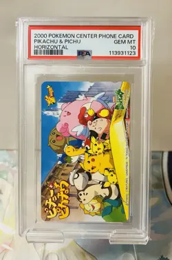 Pikachu & Pichu Pokemon Center Phone Card (2000) - PSA 10 - Image 1