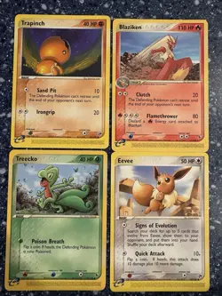 Pokemon E-Reader Four Card Lot! Blaziken, Eevee, Treecko And Trapinch! - Image 1