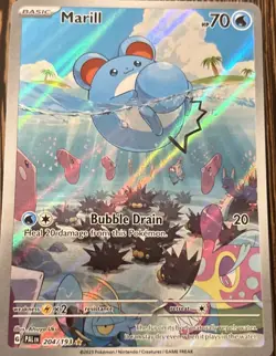 Pokemon Marill Full Art Secret Rare Holo Card 204/193 Paldea Evolved - Image 2