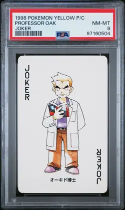 1998 POKEMON YELLOW VERSION PLAYING CARDS JOKER PROFESSOR OAK PSA 8 - Image 1