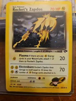Pokemon TCG: Rocket's Zapdos 15/132 (2000) Gym Challenge • Holo Foil Card - Image 1