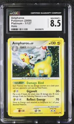 CGC 8.5 Ampharos 2009 Platinum 1/127 Holo Pokemon Card - Image 1