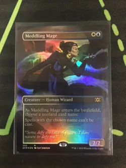 MTG Magic The Gathering Meddling Mage Foil Borderless Wizard Commander - Image 1