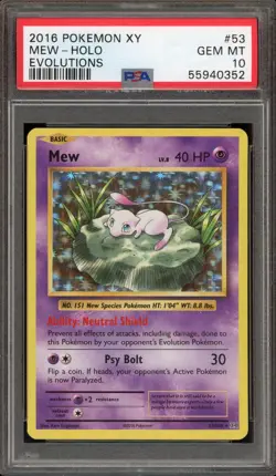 Pokemon Mew XY Evolutions Holo Rare #53 PSA 10 Gem Mint - Image 1