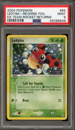 Pokemon Ledyba EX Team Rocket Returns Reverse Holo #64 PSA 9 Mint - Image 1
