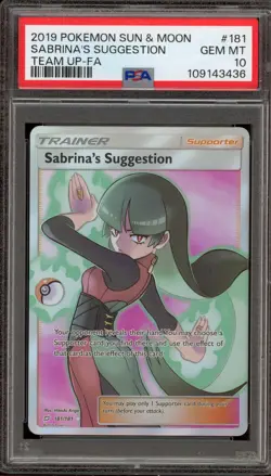 Pokemon Sabrina's Suggestion Team Up Full Art #181 PSA 10 Gem Mint - Image 1