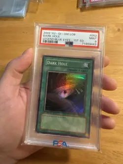 2002 YU-GI-OH! LOB 1ST ED #052 DARK HOLE PSA 9 FOIL LINE ERROR - Image 2