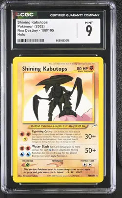 CGC 9 MINT Shining Kabutops 2002 Neo Destiny 108/105 Holo Pokemon Card - Image 1