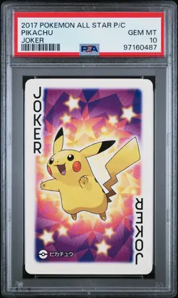 2017 POKEMON AS PLAYING CARDS JOKER PIKACHU PSA 10 - Image 1