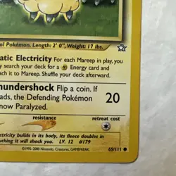 Mareep Pokemon card 65/111 Neo Genesis - Image 5