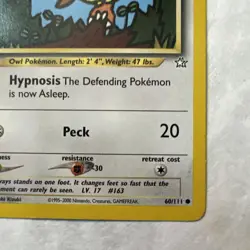 Hoothoot Pokemon Card Neo Genesis 60 Regular Unlimited Common - Image 5