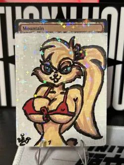 Altered Hand Painted Art MTG Card - Mountain Lola Bunny Furry - Image 1