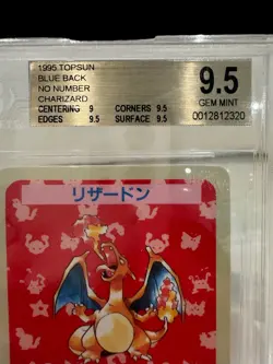 1995 Topsun No Number Blue Back CHARIZARD Beckett 9.5 Japanese RARE Pokemon Card - Image 3