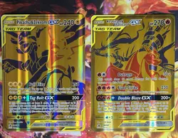 Pokemon Tag Team Reshiram Charizard SM247 & Pikachu Zekrom SM248 GX Jumbo Cards - Image 1