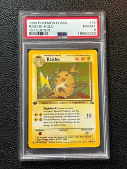 1999 Pokemon Jungle Raichu HOLO 14/62 1st Edition PSA 8 Near Mint nice card - Image 1