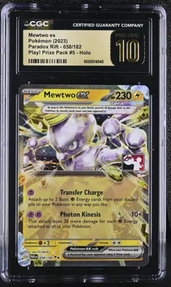 CGC PRISTINE 10 Mewtwo ex 058/182 Play! Prize Pack Series 5 Promo Pokemon Card - Image 1