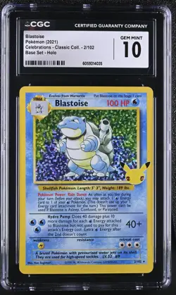 CGC 10 Blastoise #2/102 Classic Collection Celebrations Pokemon Card 2021 - Image 1