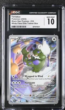 CGC 10 Tornadus SVP 210 White Flare ETB Black Star Pokemon Card GEM MINT - Image 1